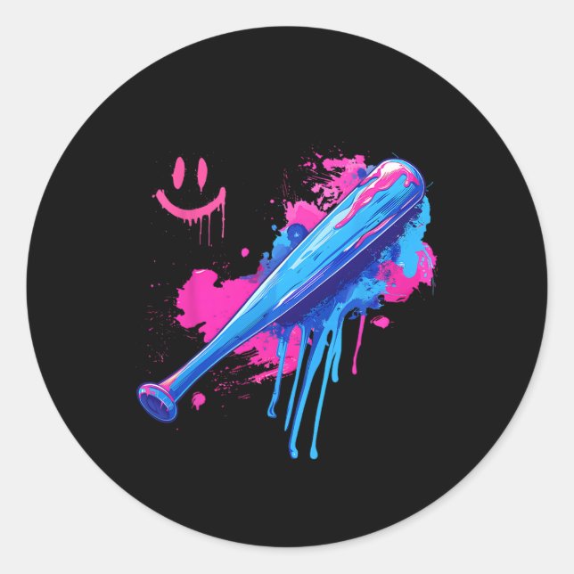 Baseballmatte mit Sprinklen Tropfen für Männer Jun Runder Aufkleber (Vorderseite)