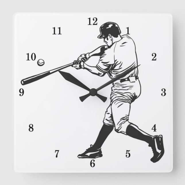 Baseballmauer Quadratische Wanduhr (Vorderseite)