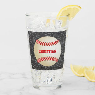 Baseballmuster mit Namen und Baseball Glas
