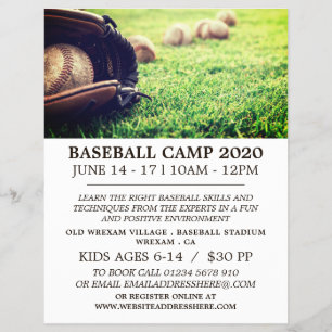Baseballs auf Feld, Baseball Camp Werbespot Flyer