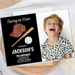 Baseballs Birthday Einladung mit schwarzen