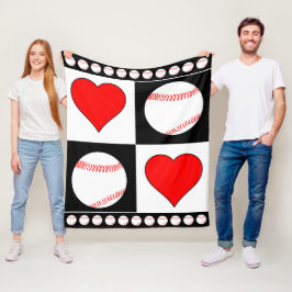 Baseballs & Hearts Lovely Fleece Blanket für Fans