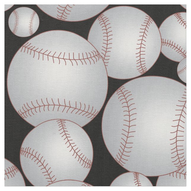 Baseballs Pattern Grau Stoff (Nahaufnahme)