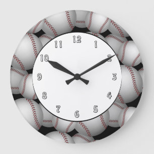 Baseballs Pattern Große Wanduhr