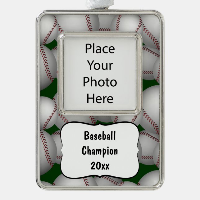 Baseballs Pattern Rahmen-Ornament Silber (Vorderseite)