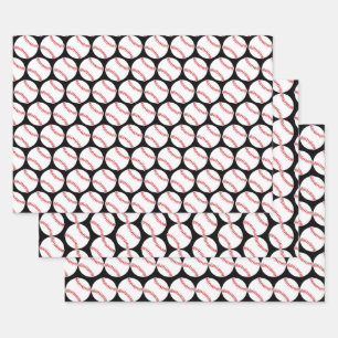 Baseballs Sport Design Wrapping Paper Set Geschenkpapier Set