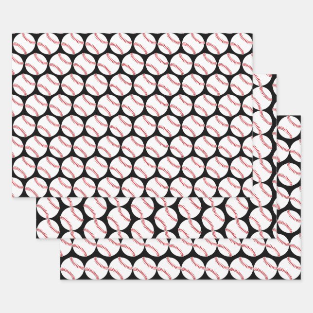 Baseballs Sport Design Wrapping Paper Set Geschenkpapier Set (Set)