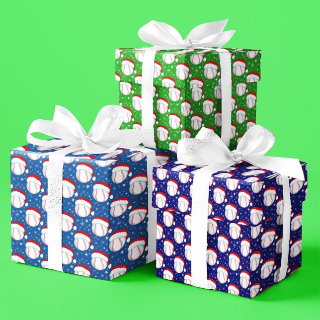 Baseballs tragen Hut & Schneeflocken des Weihnacht Geschenkpapier Set (Von Creator hochgeladen)