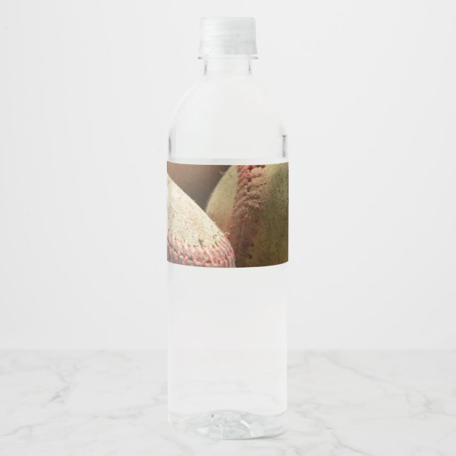 Baseballs und Handschuh Wasserflaschenetikett (Vorderseite)
