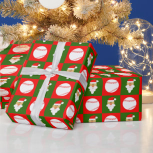 Baseballs und Weihnachtsmann Baseball Geschenkpapier