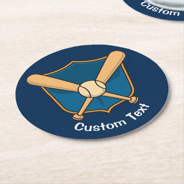 Baseballschild Runder Pappuntersetzer (Angewinkelt)
