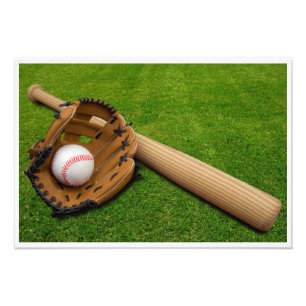 Baseballschläger mit Handschuh und Baseball Fotodruck