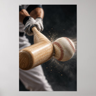 Baseballschläger und Ball treffen sich Nahaufnahme Poster