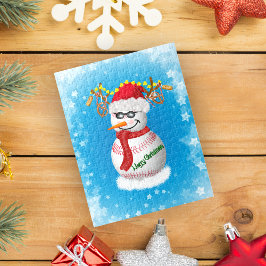 Baseballschneemann mit den üblichen Snacks Puzzle