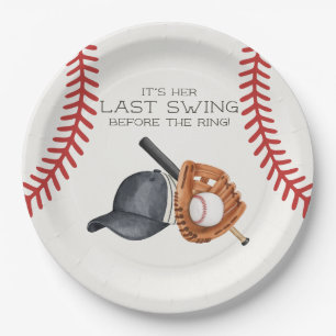 Baseballschwung vor dem Ring-Brautparty Pappteller