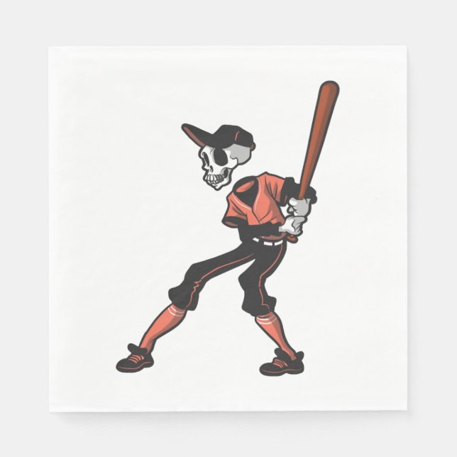 Baseballskelettdesign für Baseballspieler Serviette (Vorderseite)