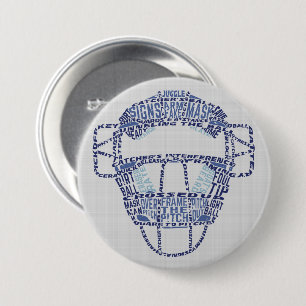Baseballsoftball-Fänger-Maske Calligram Abzeichen Button