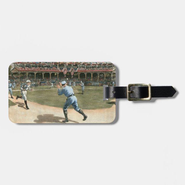 Baseballspiel der Nationalliga 1886 Gepäckanhänger (Vorderseite horizontal)
