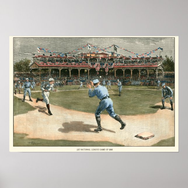 Baseballspiel der Nationalliga 1886 Poster (Vorne)