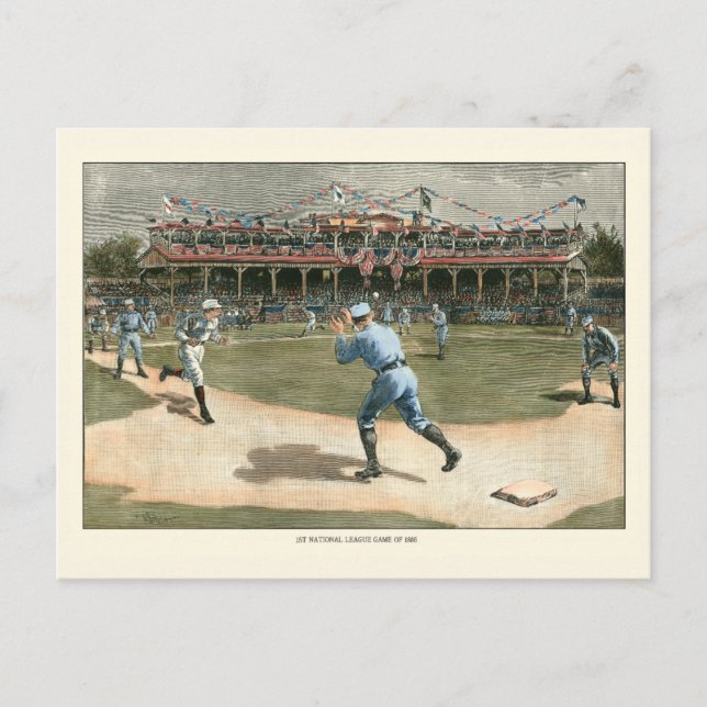 Baseballspiel der Nationalliga 1886 Postkarte (Vorderseite)
