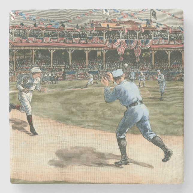 Baseballspiel der Nationalliga 1886 Steinuntersetzer (Vorderseite)