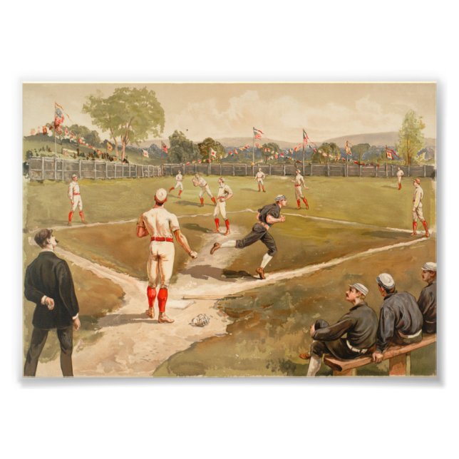 Baseballspiel der Vintagen 1800er Fotodruck (Vorne)