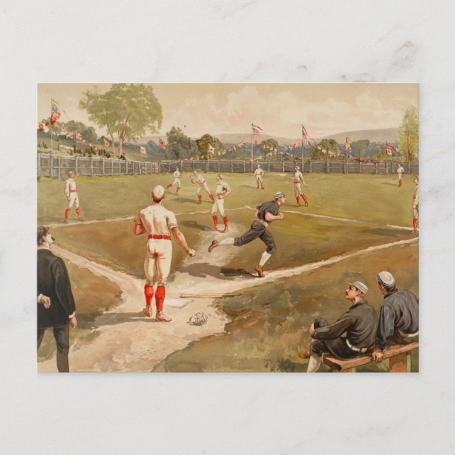 Baseballspiel der Vintagen 1800er Postkarte (Vorderseite)