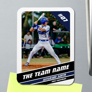 Baseballspieler anpassbar Weiß Blau Magnet