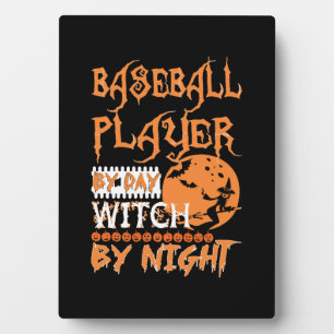 Baseballspieler bei Tag, Hexe bei Nacht Halloween Fotoplatte