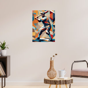 Baseballspieler-Cubist-Poster Poster