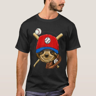 Baseballspieler Faultier  Pitcher Fänger Baseball  T-Shirt