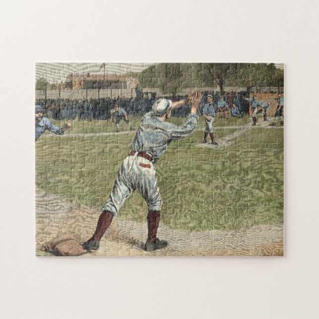 Baseballspieler in zweiter Base ausgeworfen Puzzle (Horizontal)
