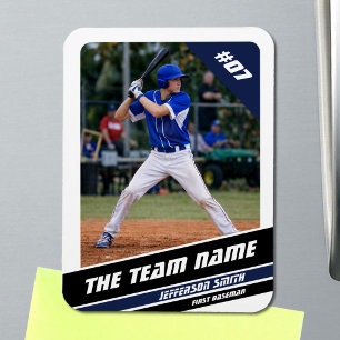Baseballspieler individuell anpassbar Weiß Blau Magnet