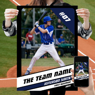 Baseballspieler individuell geschenkt Schwarz Weiß Poster