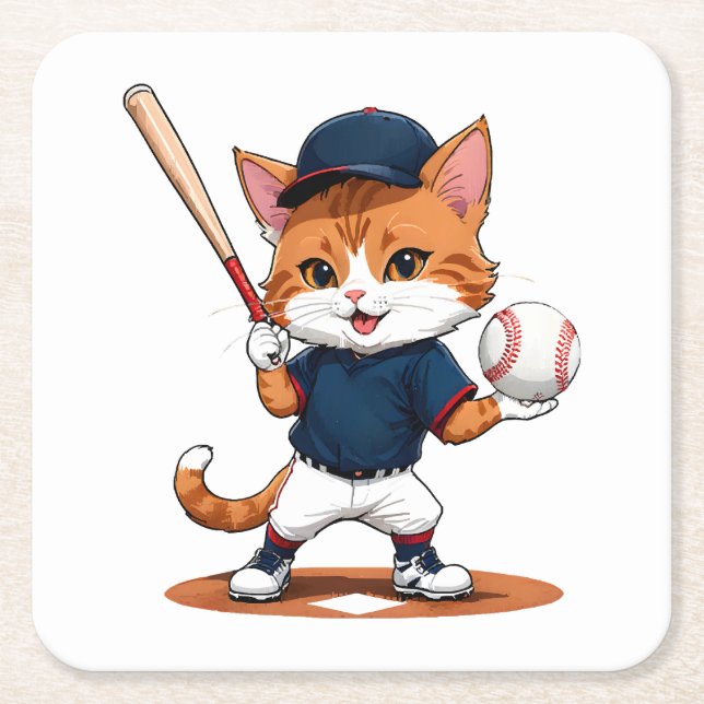 Baseballspieler Rechteckiger Pappuntersetzer (Vorderseite)