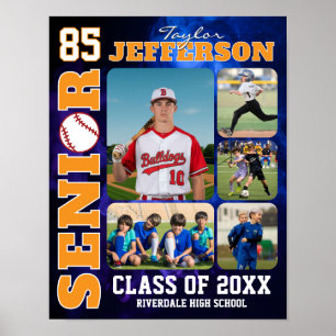 Baseballspieler Senior Night Sportsfoto-Collage Poster