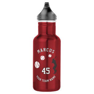 Baseballspieler-Silhouette Name Mannschaftsnummer Edelstahlflasche