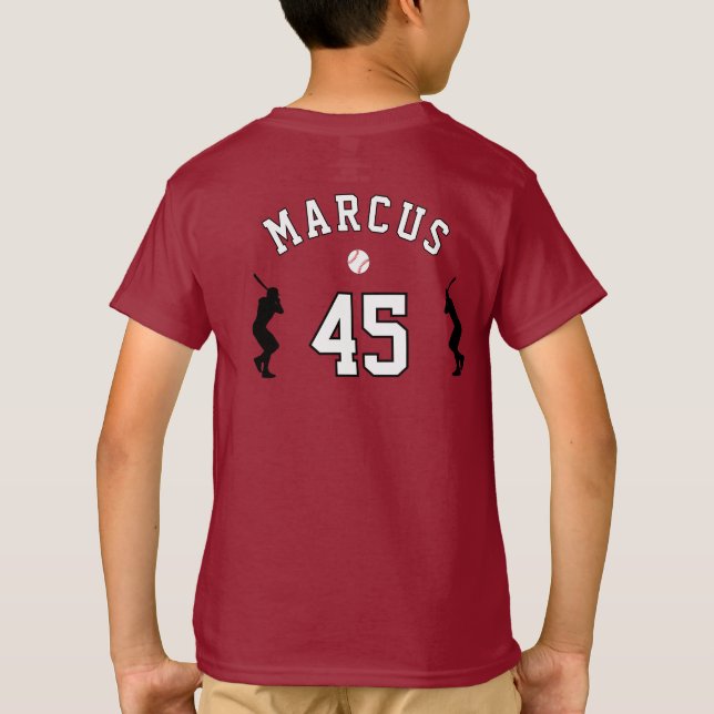 Baseballspieler-Silhouette Name Nummer T-Shirt (Rückseite)