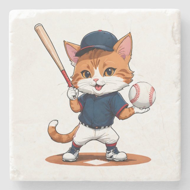 Baseballspieler Steinuntersetzer (Vorderseite)