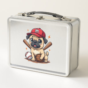 Baseballspieler Trainer Pug-Hundefreund Pug-Mutter Metall Brotdose