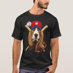 Baseballspieler trainiert Basset Hound  Pitcher Fä T-Shirt