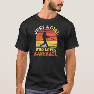 Baseballspieler Vintage Nur Ein Mädchen Das Base L T-Shirt