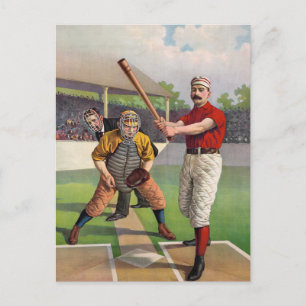 Baseballspieler Vintage Poster Postkarte