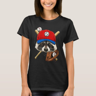 Baseballspieler Waschbär Pitcher Catcher Baseball T-Shirt