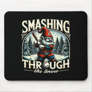 Baseballspieler-Weihnachts-Gnom, Durchschlagend Mousepad