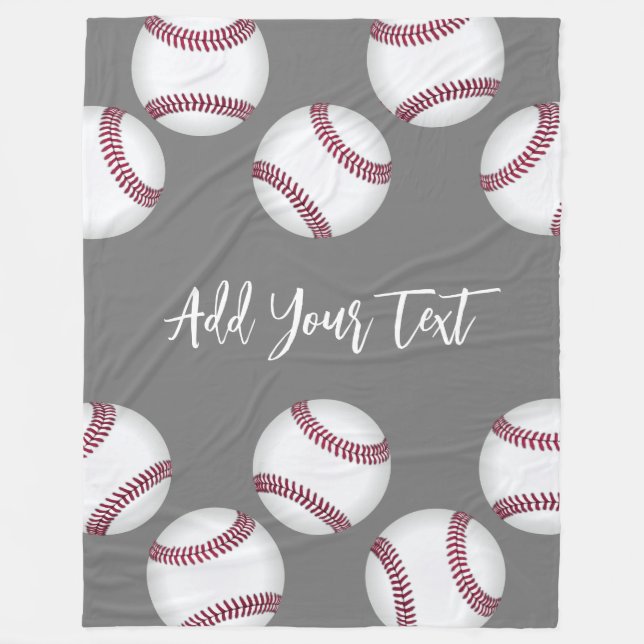 Baseballsportler fügen Ihren Namen oder Text grau  Fleecedecke (Vorderseite)