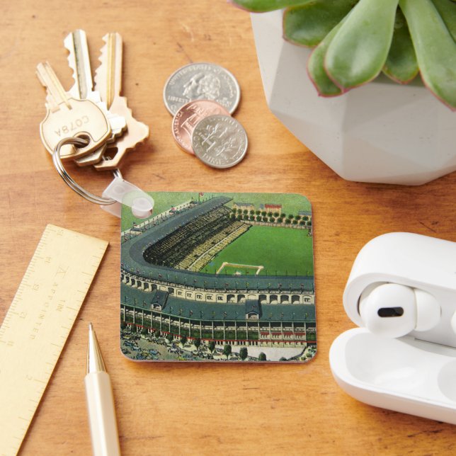 Baseballstadion für Vintage Sportarten, Luftsicht Schlüsselanhänger (Schreibtisch)