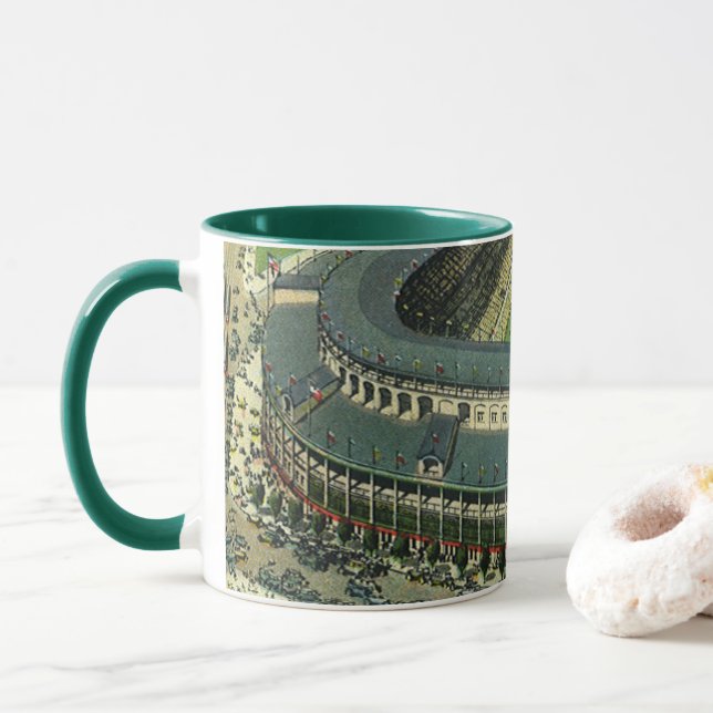 Baseballstadion für Vintage Sportarten, Luftsicht Tasse (Mit Donut)