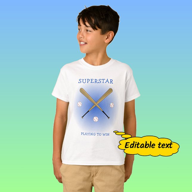 Baseballstern Sondertext überkreuzt Fledermäuse T-Shirt (Von Creator hochgeladen)