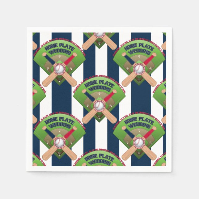 Baseballstiche, wir Got Verheirateten 3-PAPIERNAPK Serviette (Vorderseite)